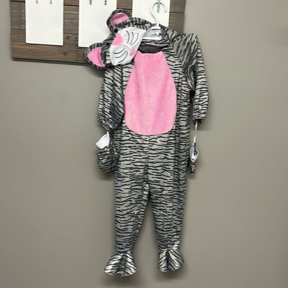 Striped Kitty Cat Children’s Costume Full Body Suit with Detachable Mask 3T-4T